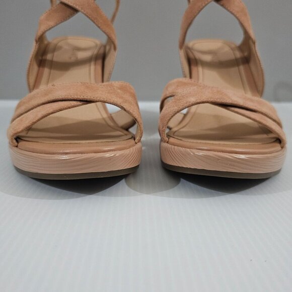 NEW Vionic Bonita Wedge Women 11 Macaroon Tan Suede Leather Orthotic Sandal - Picture 6 of 13